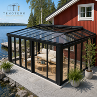 Véranda mobile moderne en aluminium et verre préfabriquée avec un design d'enceinte extérieure en verre pour serres et villas résidentielles