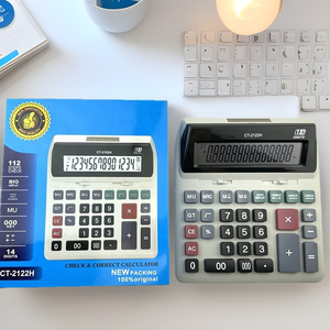 Calculatrice financière solaire à 12 chiffres CT-2122H avec touches classiques en ABS blanc - Product Image 3