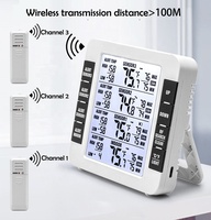 Termometer Dalam dan Luar Ruangan dengan 3 Sensor Nirkabel, Pengukur Temperatur dengan Lampu Latar LCD, Termometer Nirkabel