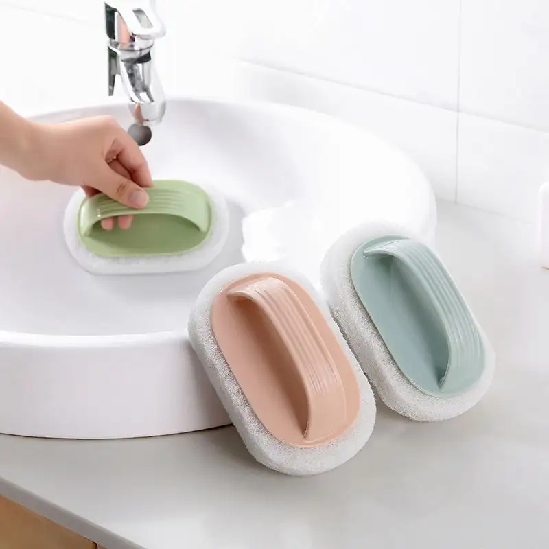 Spazzola per la pulizia con manico spazzola per piastrelle del bagno spazzola per la decontaminazione della cucina pentola spugna per il lavaggio della vasca da bagno all'ingrosso