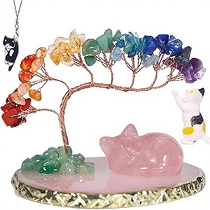 Kindfull <b>Crystal</b> Cat Chakra Healing Stones <b>Animals</b> Money Tree Sleeping Cat Statue Amethyst Home Decoration DIY Figurine - Product Image 3