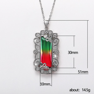 Collana con ciondolo in pietra colorata con motivo cavo per donna, elegante catena a clavicola, gioiello alla moda, idea regalo - Product Image 5