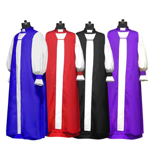 Robe de prêtre vintage à imprimé, robe d'église, col montant, manches lanternes, tenue de clergé pour cérémonie taoïste, bouddhiste, moine, missionnaire - Product Image 1