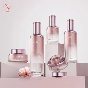 luxury rose gold cosmetic packages glass skincare containers Radian bottle and jar empty cosmetic bottle