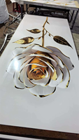 Nouveau design, plaque de marbre UV 4x8 pieds, panneau mural en PVC imprimé en 3D avec bordure plaquée or pour villa de luxe