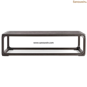 내구성 편안한 미니멀리스트 우드 사이드 테이블 손 조각 윤곽 블랙 얼룩 영원한 호소 야외 안뜰 공원 호텔 - Product Image 3