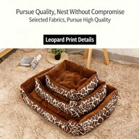 Nid douillet à carreaux pour chiens et chats, résistant aux morsures, nid douillet en daim, lits confortables pour chiens, imprimé léopard, lit pour animaux en polaire arctique