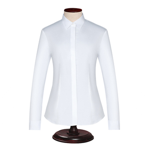 Vente chaude femmes chemises décontractées manches longues bouton avant bonne couture tissu tricoté motif solide plaine teint Techniques - Product Image 3