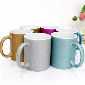 Hàng mới 11oz truyền nhiệt in ấn DIY Màu khoảng trống lấp lánh gốm cốc trà sữa cà phê thăng hoa cốc lấp lánh - Product Image 3