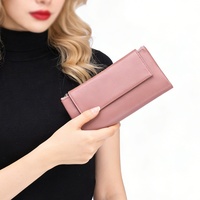 Dompet Wanita Kulit Sapi Asli Multifungsi Model Amplop Panjang, Tempat Kartu dan Ponsel, Tas Selempang untuk Wanita