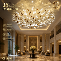 Lustre en verre artistique long sur mesure haut de gamme Senfey, design moderne et luxueux, LED, hauteur réglable, lampe suspendue pour hôtel, protection des yeux