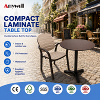 Plateau de table à manger compact en stratifié Amywell, moderne, carré, résistant aux UV, écologique, durable, 13 mm, intérieur/extérieur, imperméable, pour hôtel