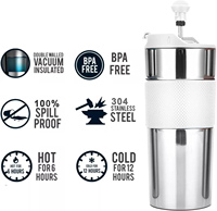 Gobelet isotherme de luxe en acier inoxydable à double paroi noir de 450 ml (15 oz) – Écologique, isolation sous vide 24h, portable pour café et bière, avec couvercle à vis