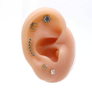 Gaby personalizable 316L Acero quirúrgico 3A circón Stud pendientes cartílago <span class=keywords><strong>Tragus</strong></span> modelo Piercing cuerpo joyería para bodas - Product Image 1