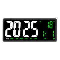 Jam Dinding Digital LED Warna Alarm Peredupan Otomatis Ekstra Besar 13,8 Inci Modern dengan Remote Control, Plastik, Baterai, untuk Rumah