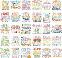 Combinaison pour bébé, transfert thermique DTF, impression de slogan amusant de haute qualité, autocollants à repasser pour vêtements d'enfants et de tout-petits, vente en gros