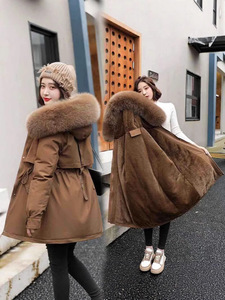 Abrigo de Invierno 2025 para <span class=keywords><strong>Mujer</strong></span> con Cuello de Piel Grande, Chaqueta Larga Acolchada de Algodón con Forro Polar, Novedad para Europa y Estados Unidos - Product Image 3