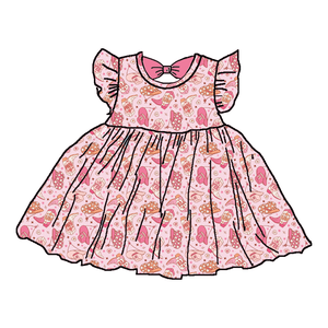 Nuevo Estilo de Vestido de Verano para Niña, de Manga Corta, con Lazo de Bruja Mágica Rosa de Seda de Leche, Sin Pedido Mínimo - Product Image 5