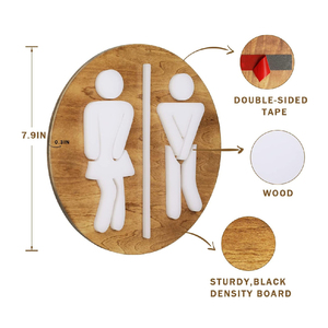 Panneau de salle de bain en bois, <span class=keywords><strong>WC</strong></span> unisexe, toilettes rustiques pour hommes et femmes, panneaux muraux pour salle de bain, décor vintage mignon pour porte de toilettes - Product Image 2