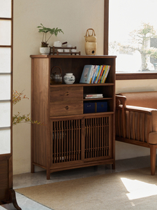 Étagère à livres en bois de noyer noir faite à la main, gain de place, en métal, pour appartement, salon, bureau ou hôtel - Product Image 6