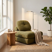 Canapé-lit modulaire japonais en tissu crème, design moderne pliable, garnissage en éponge, idéal pour balcon, salon, hôtel, villa