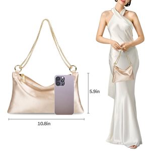 Borsa a tracolla personalizzata Logo donna moda donna imitata borsa di seta per cena con tracolla a catena - Product Image 4
