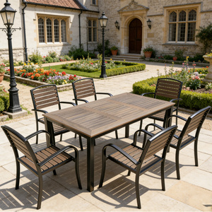 Juego de Mesa y Sillas de Patio de Hierro Moderno de Alta Calidad para Exteriores, Capacidad para 6 Personas, Marca RunZhou, Venta al Por Mayor de Fábrica - Product Image 6