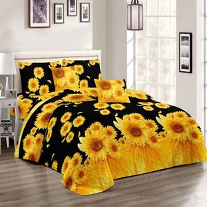 3D impreso bordado acolchado polyfiber relleno de tela suave dormitorio manta edredón colcha juego de cubierta de cama - Product Image 2