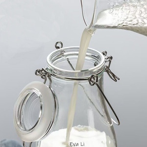 Botella de <span class=keywords><strong>Agua</strong></span> de Vidrio Transparente de Alta Calidad con Tapa de Clip, Botellas de Vidrio para Kombucha y Leche - Product Image 6