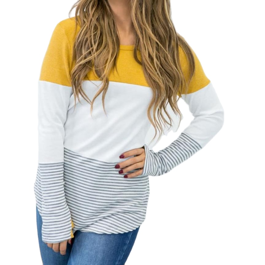 Camisetas de lactancia materna para mujer, remera de manga larga de retales  a rayas, ropa de maternidad de talla grande S 2XL|Camisetas| - AliExpress
