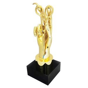 Personnalisé Métal Plaqué <span class=keywords><strong>Or</strong></span> Meilleur <span class=keywords><strong>Ciseaux</strong></span> De Coiffeur Sculpture Trophée Prix Coiffure Champion Statue pour Salon Compétition Trophées - Product Image 2
