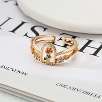 Anillo de Cobre Chapado en Oro de Alta Gama, con Circones, Diseño Abierto Exquisito, Estilo Bestia y Bella, Popular Transfronterizo para Aniversario