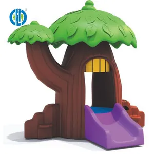 Indoor playground children plastic playhouse and kids mini slide tree house