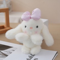 Porte-clés Peluche Lapin 16 cm avec Nœud et Pompon, Jouet en Peluche Animal, Pendentif pour Machine à Pinces