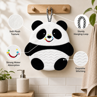 Serviette murale en peluche douce en forme de panda, super absorbante, pour sécher les mains, décoration murale, serviette en peluche mignonne en forme d'animal