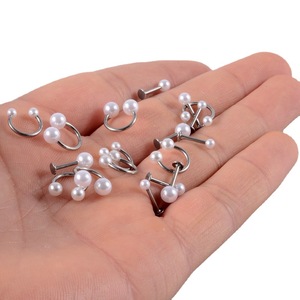 Bijoux de <span class=keywords><strong>piercing</strong></span> en acier inoxydable, anneau de nez, boucles d'oreilles à clous argentées, labret, <span class=keywords><strong>perle</strong></span> blanche, <span class=keywords><strong>piercing</strong></span>, petites boucles d'oreilles à dos plat, bijoux - Product Image 4