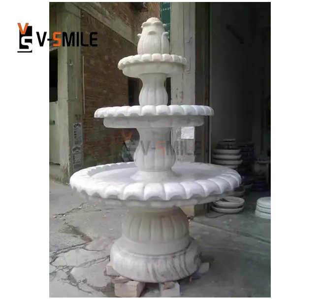 Fontaine d'eau en marbre de cygne sculptée à la main en pierre naturelle pour jardin extérieur