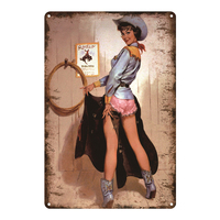 Plaque Métallique Rétro Pin-up Fille Sexy – Décoration Murale pour Café, Pub, Bar, Salon, Restaurant, Maison