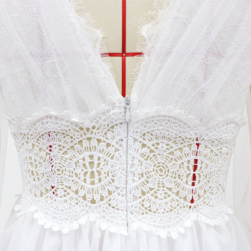 white christmas dresses Red Lace Chiffon Thin Straps A-Line Elegant Bridesmaid Evening Gown main image 0