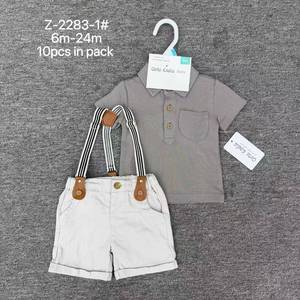Ensemble 2 pièces pour bébé : T-shirt et salopette en coton, tailles 6, 9, 12, <span class=keywords><strong>18</strong></span>, <span class=keywords><strong>24</strong></span> <span class=keywords><strong>mois</strong></span>, avec cintres et étiquettes - Product Image 3