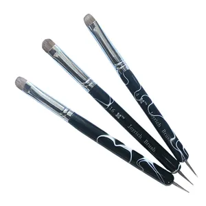 Marble Handle Manicure Brush French Nails Art Brush Dual End Nail Art Dotting Pen Acrylic Drawing UV Gel Polish Painting Brush