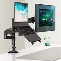 Support de bureau NB H180-FP à ressort à gaz double bras pour support de moniteur 22 "-32" + support pour ordinateur portable 10 "-17" support de presse à air charge 2-12kg
