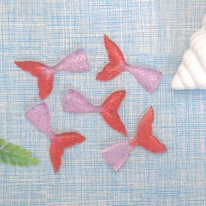 Cabochons en résine à dos plat, motif sirène mignonne bicolore, queue de poisson, pour loisirs créatifs, breloques, accessoires pour slime et décoration de coques de téléphone - Product Image 4