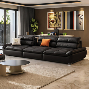 Moderno divano in vera pelle di lusso nuovo stile schienale regolabile in pelle nera Design speciale <span class=keywords><strong>per</strong></span> il <span class=keywords><strong>soggiorno</strong></span> <span class=keywords><strong>mobili</strong></span> interni - Product Image 2