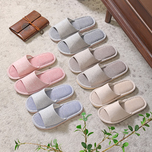 Women's Comfortable Linen for Slippers With Non-Slip Plush Insole PEep Toe Indoor Living for Spring Autumn and Winter Use - Product Image 4