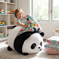 Housse de pouf de rangement en peluche Panda, grande taille, pour jouets, couvertures et serviettes, sans rembourrage