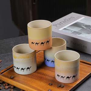 Gradient Glazed Round Ceramic Small <b>Espresso</b> Coffee <b>Cups</b> Vintage Arabic Style Pottery Tea Water Mug for Home Use and Office - Product Image 1