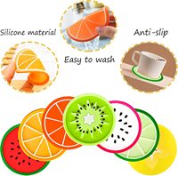 Waterdichte siliconen onderzetter met schattig fruitdesign, antislip drinkmat, bekeronderzetter voor salontafel, keuken, bar, huisdecoratie