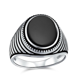 Latest Classic Rhodium Plated Onyx Sterling <b>Silver</b> <b>Ring</b> for <b>Men</b> Birthday Wedding Party Gift - Product Image 1