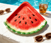 Assiettes jetables écologiques en forme de pastèque, style fruit, pour le camping, nouveauté estivale, assiettes en papier